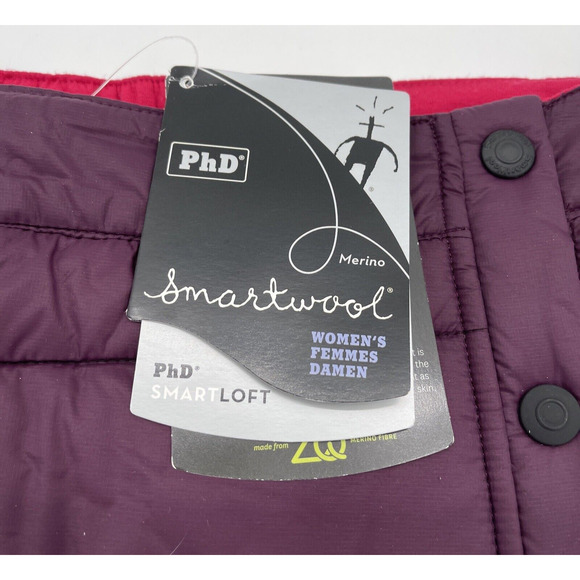 Smartwool PhD Smartloft Puffer Skirt Womens‎ Medium Aubergine Purple Pocket - Picture 2 of 8